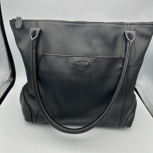 LODIS KIERA Black Leather Tote Structured Elegance - Picture 1 of 11